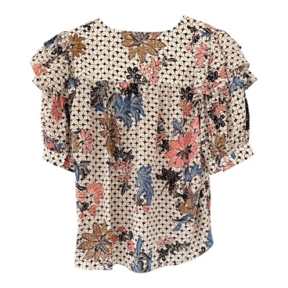 Ulla Johnson • Nova Ruffle-Sleeve Silk Top in Jasmine Print - Picture 4 of 16